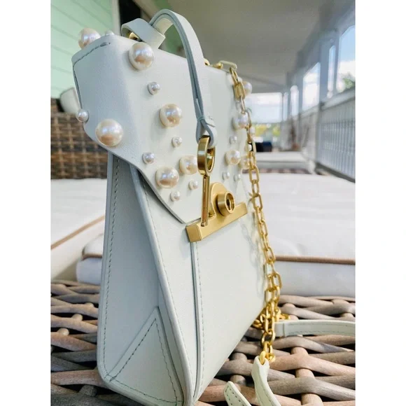 ZAC Zac Posen Amelia Embellished Leather Phone Crossbody Bag EUC - Picture 7 of 17